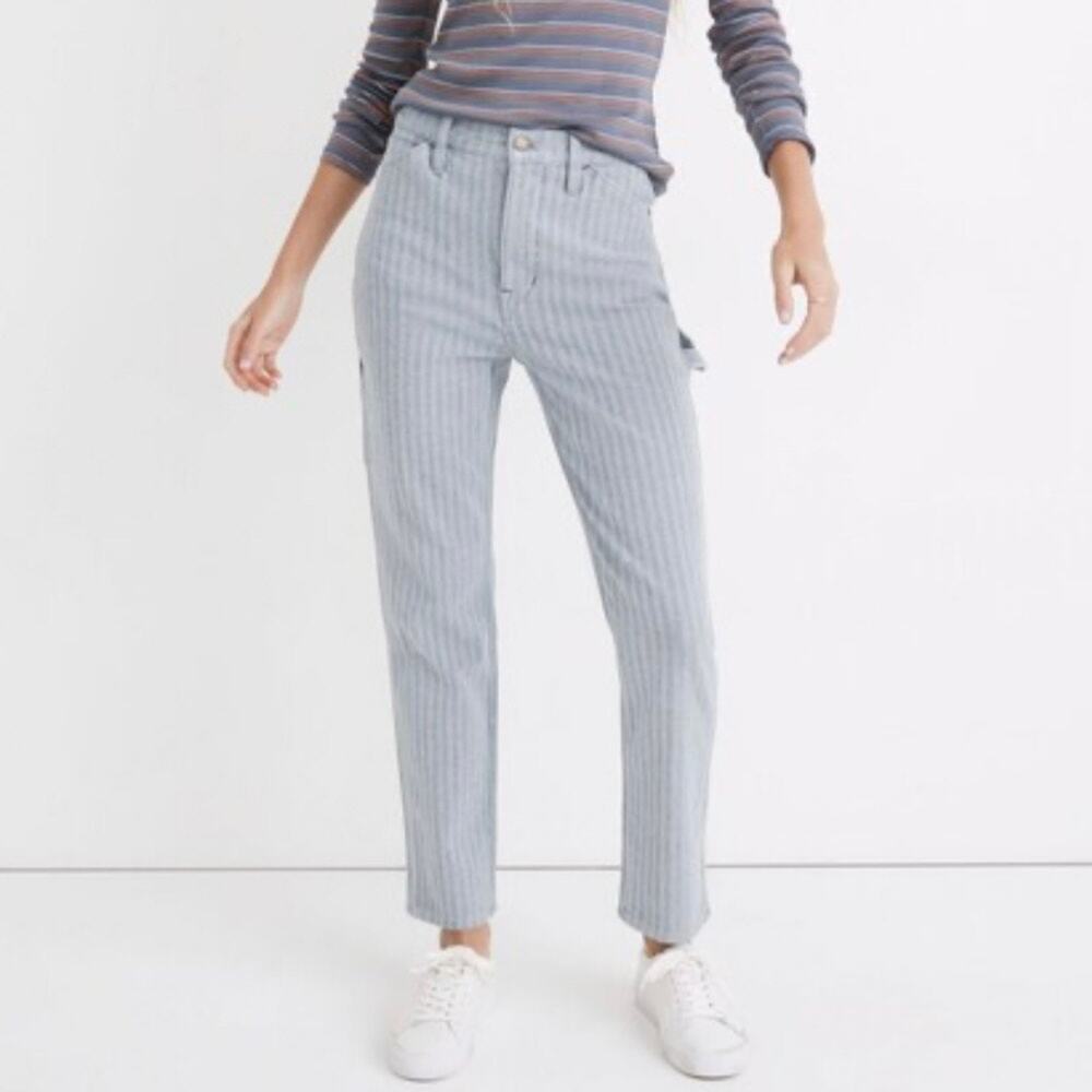 Madewell Workwear Collection Herringbone Denim High-Rise Tapered Pants Size 28”